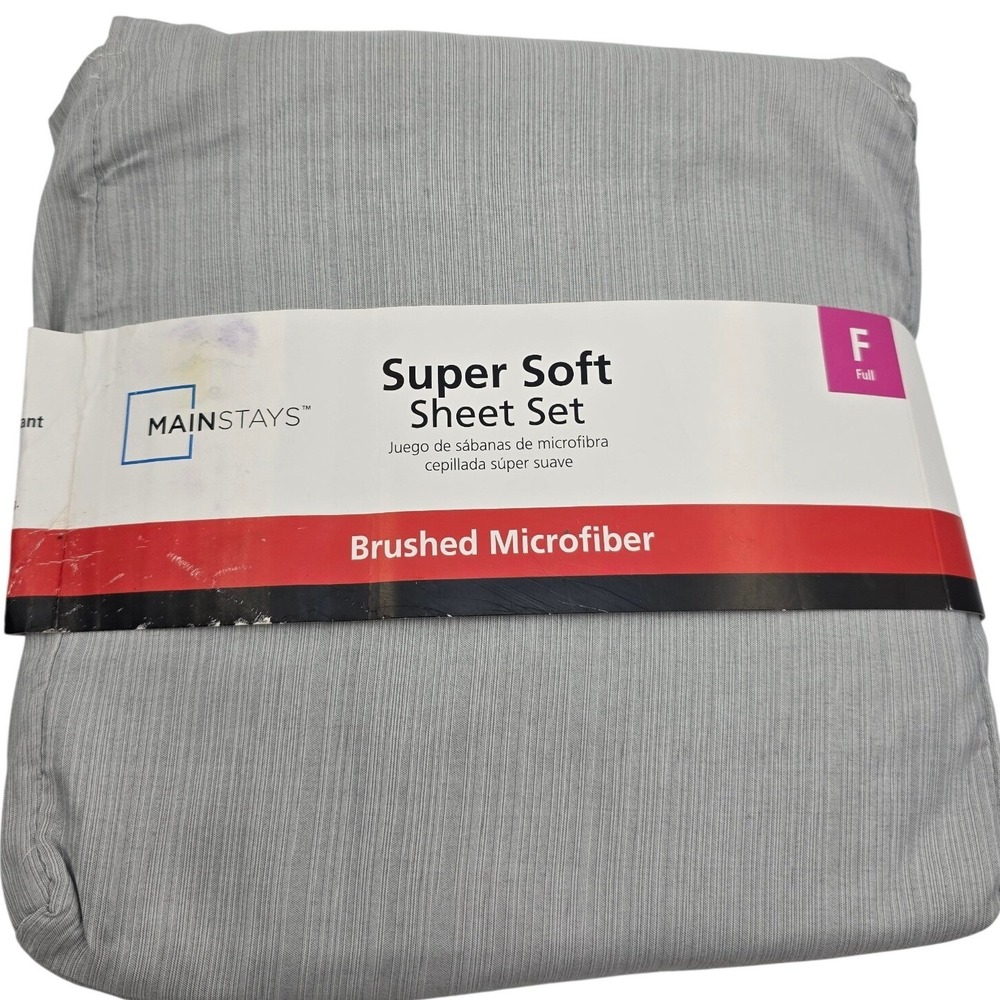 Mainstays Super Soft Brushed Microfiber Full Sheet Set Textured Grey 4pc New bb3
